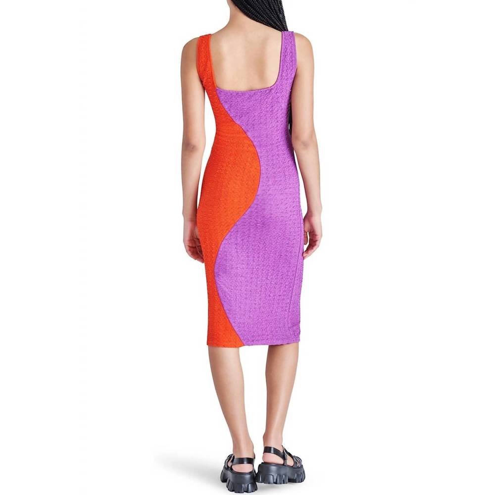 NEW STEVE MADDEN two tone midi dress in orange/purple - Picture 2 of 2
